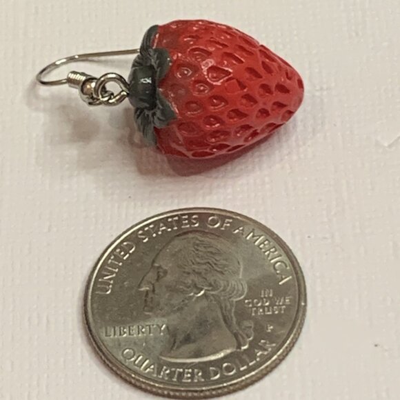 Strawberry Earring, Fruit Earring, Berry Earring, Funny Food Earring, Gift Idea - Picture 5 of 5